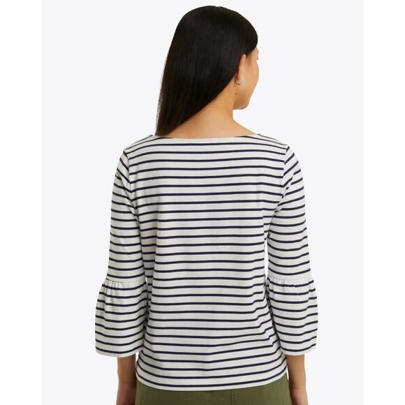 Draper James Women’s Corey Bell Sleeve Nautical Striped Top Size S White‎ Blue - Picture 3 of 5